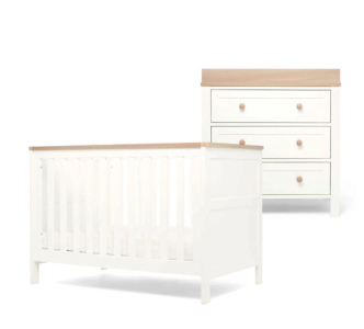 Mamas & Papas Wedmore Furniture Range "White" Mini Cot Bed & Dresser